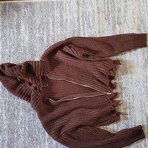 Forever 21 hooded brown zip sweater